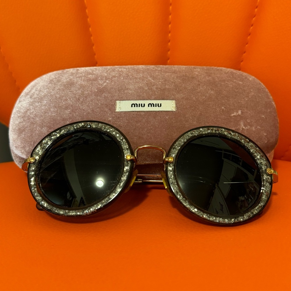MIU MIU Silver Round Tinted Women’s Sunglasses